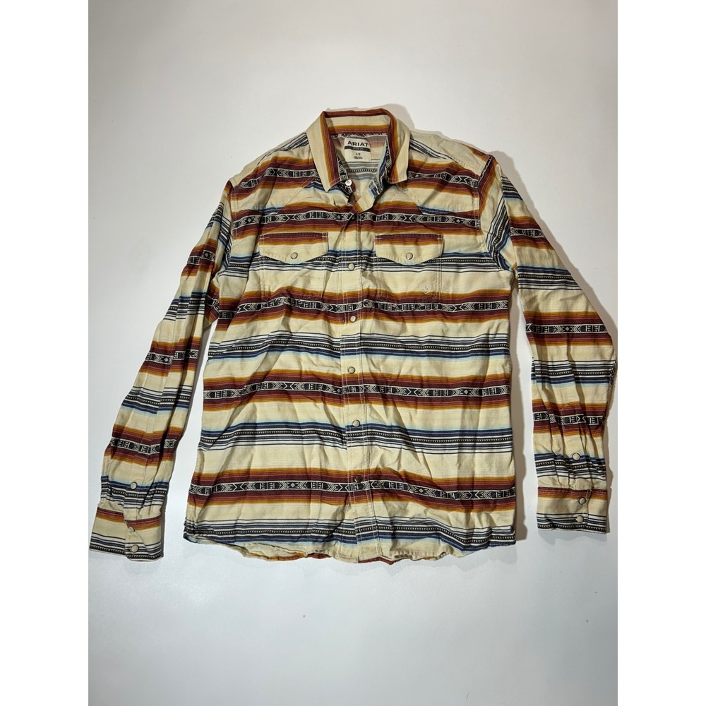 Ariat Western Shirt Mens Large Multi-Color Excellent Pearl Snap Retro Fit L/S